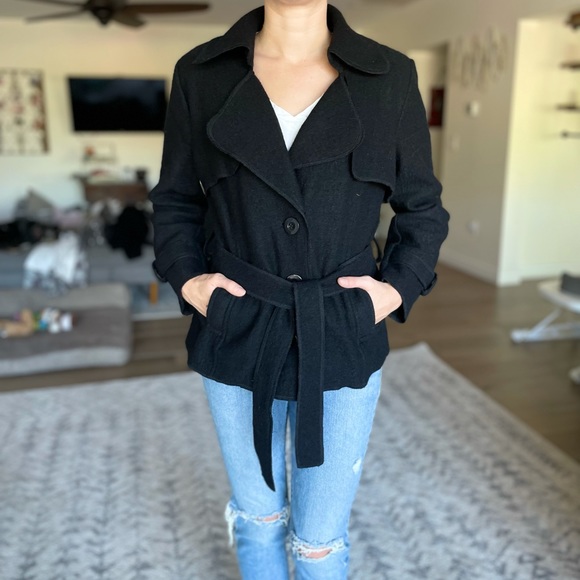 Sandro Paris Wool Belted Pea Coat - Picture 3 of 10